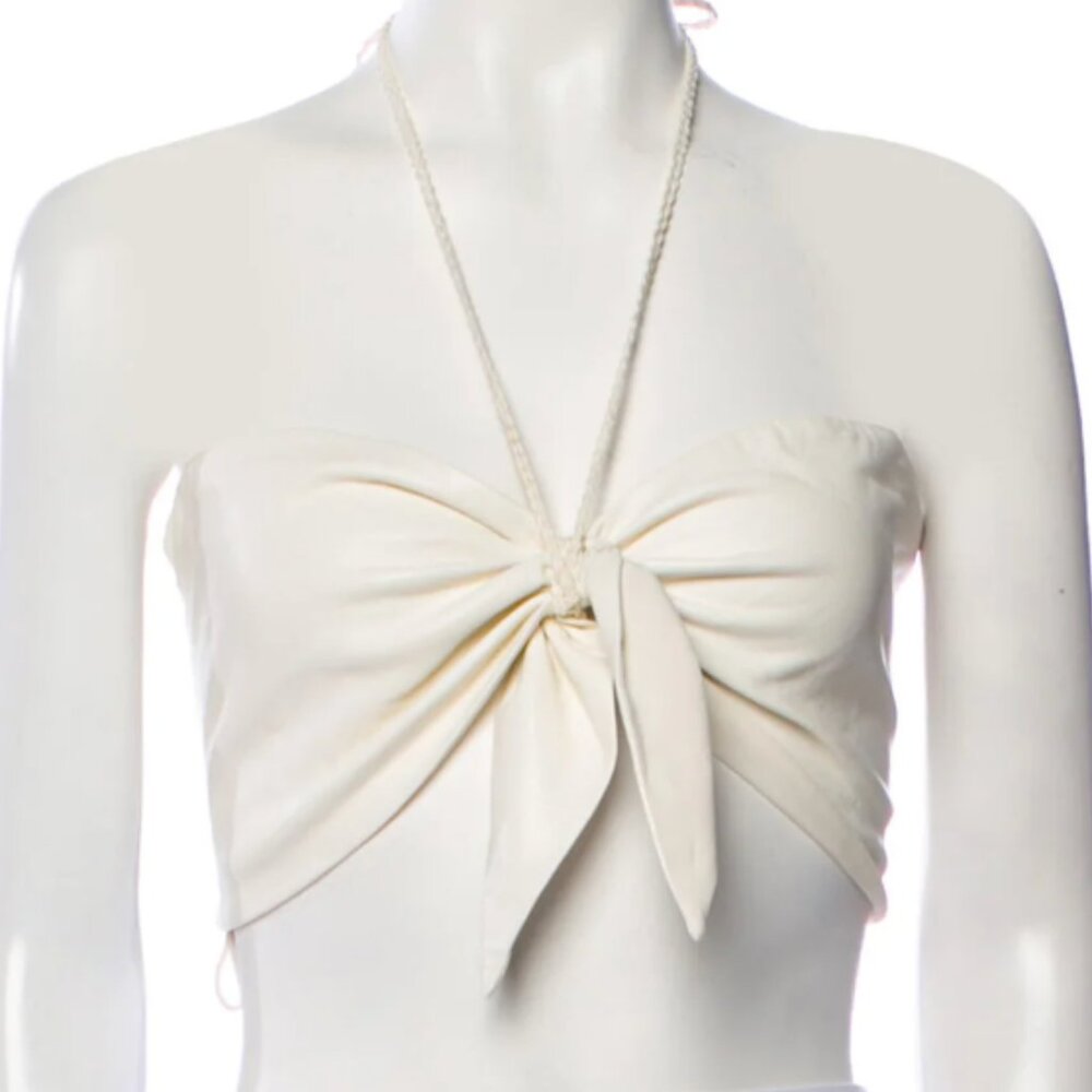 Alice + Olivia Leather Halterneck Sleeveless Crop Top (Size 0)